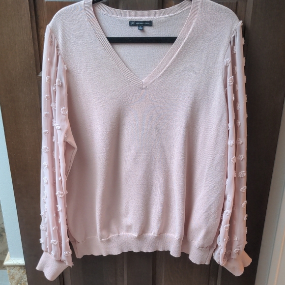 Adrianna Papell Sweaters - Adrianna Papell Blush V-Neck Sweater